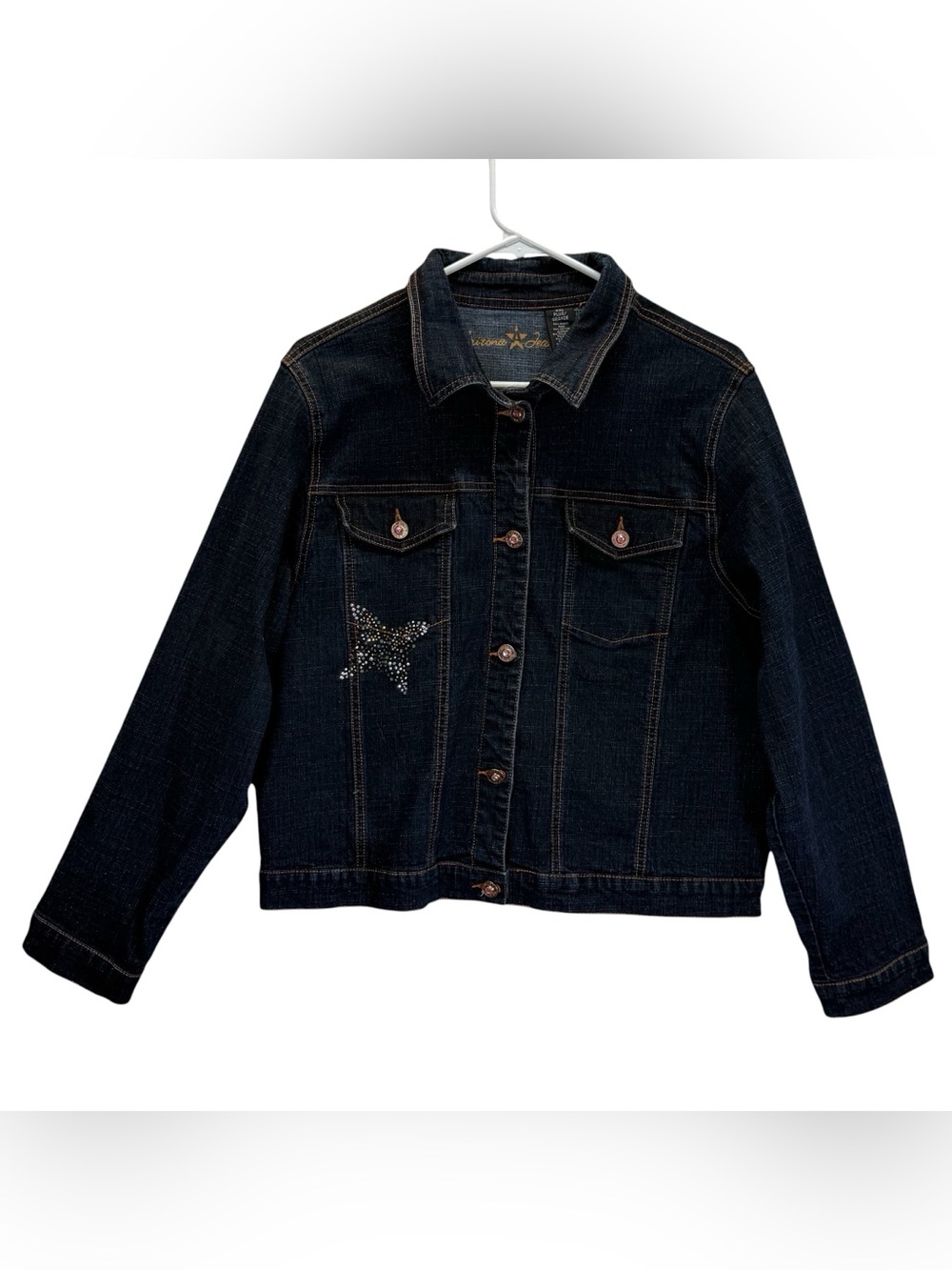 Arizona Kids Dark Wash Denim Jacket Butterfly Rhinestone details
Size Kids XXL